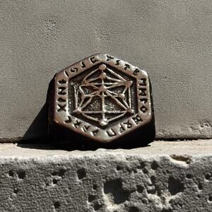 Norse Rune Hexagonal Signet Ring with Sacred Geometry Motif